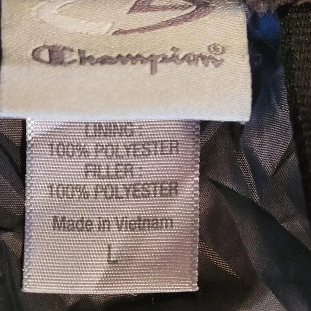 Champion Puffy Black Vest. Faux Fur Collar. Women's Large - Picture 4 of 4